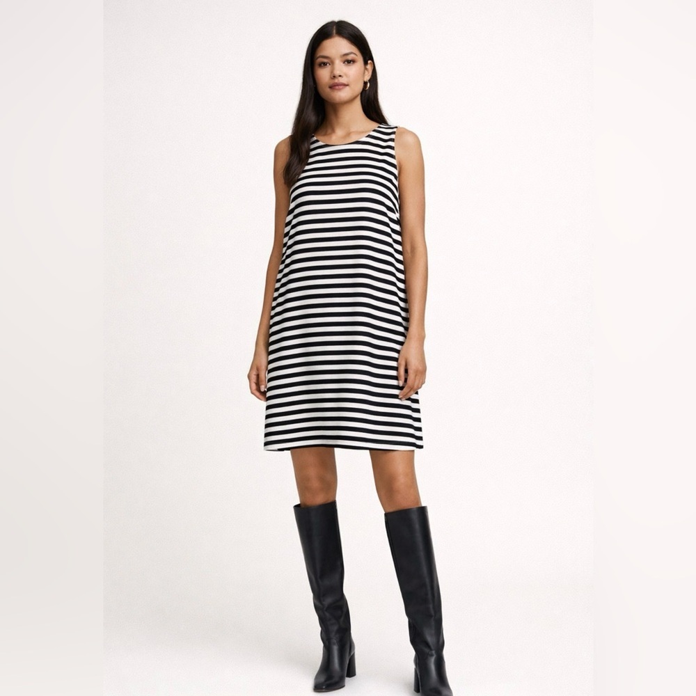 H&M Black and White Striped Sleeveless Dress